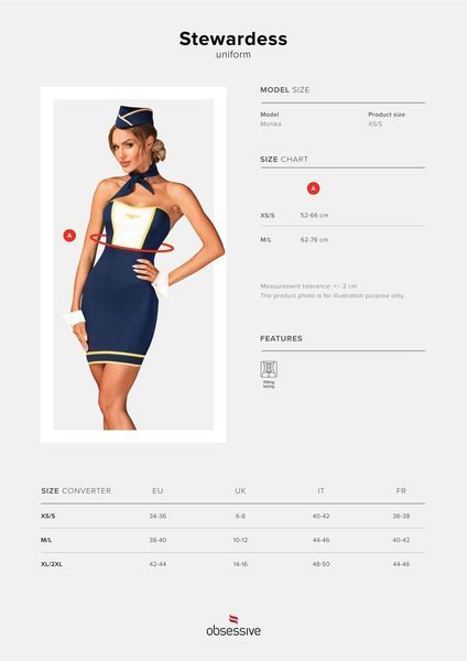 Еротичний костюм стюардеси Obsessive Stewardess uniform, XS/S, М/L SO7729 фото