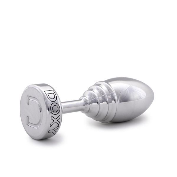 Металева анальна пробка DOXY Butt Plug RIBBED, ребристий, 11х3,3 см. SO8031 фото