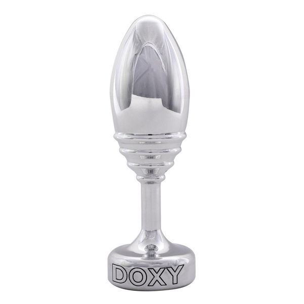 Металева анальна пробка DOXY Butt Plug RIBBED, ребристий, 11х3,3 см. SO8031 фото
