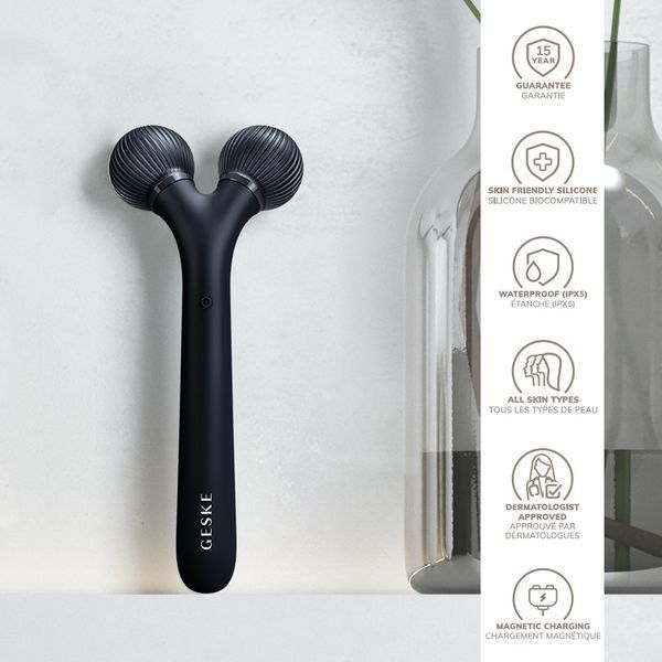 Електронний ультразвуковий ролик для обличчя GESKE Sonic Facial Roller 4в1 black HB0179 фото