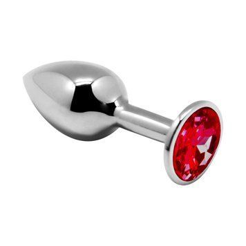 Металлическая анальная пробка с кристаллом Alive Mini Metal Butt Plug Red, размер L, 9х4 см. SO6004 фото