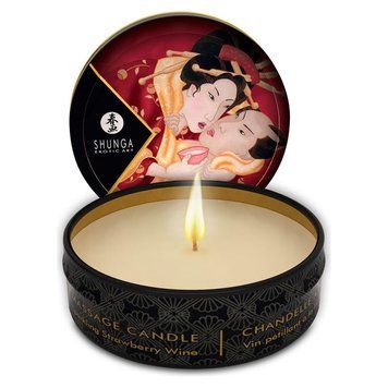 Массажная свеча с ароматом клубники Shunga MASSAGE CANDLE - Sparkling Strawberry Wine, 30 мл. SO2519 фото