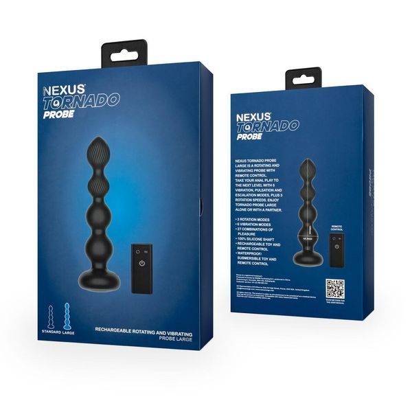 Анальный стимулятор с вибрацией и ротацией с пультом ДУ Nexus Tornado Probe Edition Large, 22,7х4,5 см. SX2415 фото