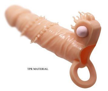 Подовжуюча насадка з вібрацією PRETTY LOVE - PENIS SLEEVE Connor (+ 4 см), 17х4 см. BI-026245 фото