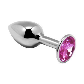 Металлическая анальная пробка с кристаллом Alive Mini Metal Butt Plug Pink, размер L, 9х4 см. SO6008 фото