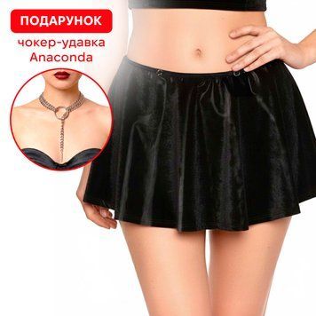 Сексуальна спідниця Art of Sex &mdash; Lolita, колір чорний з ефектом мокрого оксамиту, XS-M, L-2XL + подарунок SX3360 фото