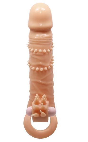 Подовжуюча насадка з вібрацією PRETTY LOVE - PENIS SLEEVE Connor (+ 4 см), 17х4 см. BI-026245 фото