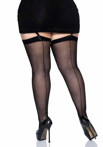 Прозорі панчохи зі швом Leg Avenue Sheer backseam stockings Black, plus size SO7912 фото