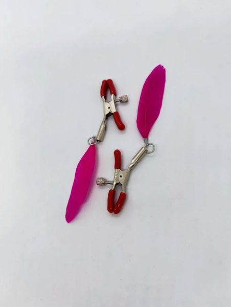 Зажимы на соски DS Fetish Nipple clamps feather L red DS36342 фото