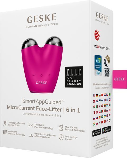 Мікрострумовий підтягувач обличчя GESKE MicroCurrent Face-Lifter 6в1 magenta HB0131 фото