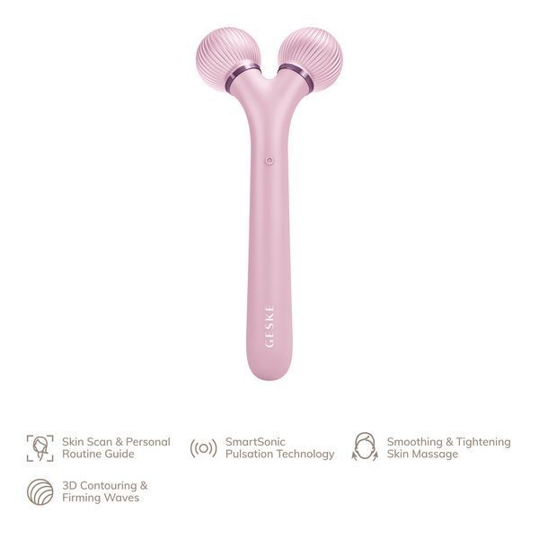Електронний ультразвуковий ролик для обличчя GESKE Sonic Facial Roller 4в1 pink HB0181 фото