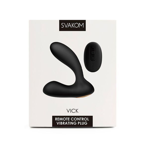 Интерактивный массажер простаты+пульт с интеллектуальным режимом Svakom Vick Black, 7х2,8 см. SO4849 фото