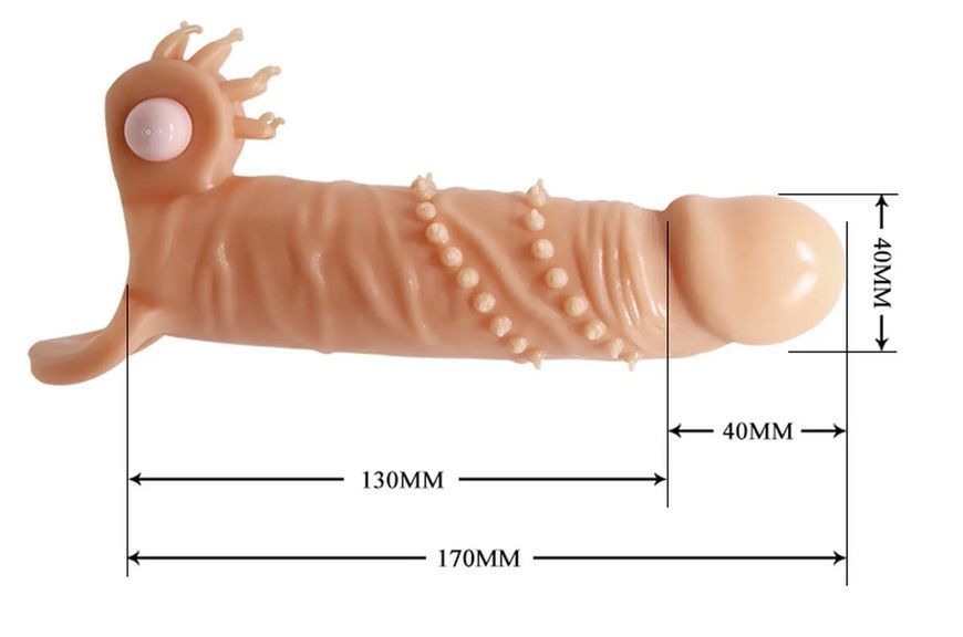 Подовжуюча насадка з вібрацією PRETTY LOVE - PENIS SLEEVE Connor (+ 4 см), 17х4 см. BI-026245 фото