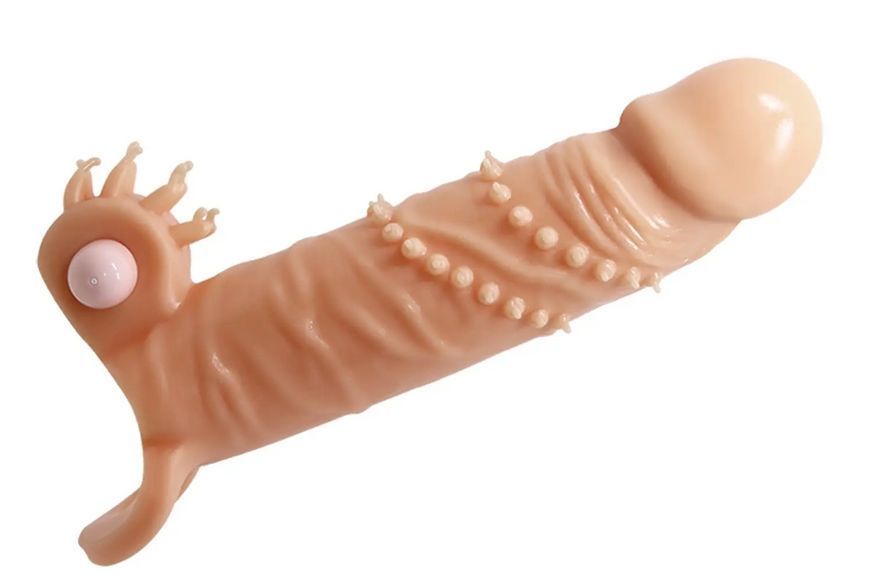 Подовжуюча насадка з вібрацією PRETTY LOVE - PENIS SLEEVE Connor (+ 4 см), 17х4 см. BI-026245 фото