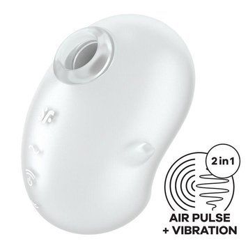Вакуумний кліторальний стимулятор із вібрацією Satisfyer Cutie Ghost White, 9,1х6,3 см. SX0573 фото