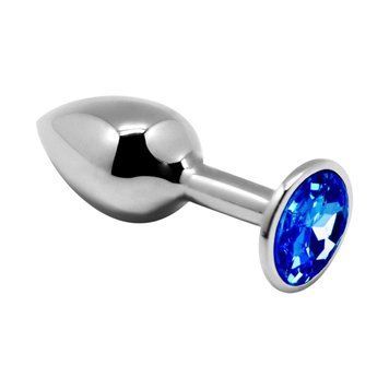 Металлическая анальная пробка с кристаллом Alive Mini Metal Butt Plug Blue, размер L, 9х4 см. SO6007 фото