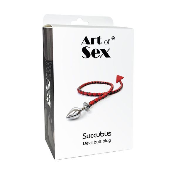 Металлическая анальная пробка с дьявольским хвостом Art of Sex - Succubus, красный, размер L, 9,5х4 см. SO9797 фото