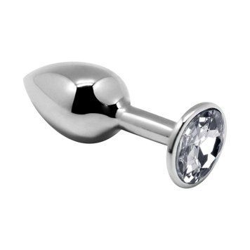 Металлическая анальная пробка с кристаллом Alive Mini Metal Butt Plug White, размер L, 9х4 см. SO6005 фото