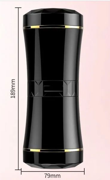 Подвійний мастурбатор з кібершкіри вагіна+ротик FOX Masturbation Cup - Double Ends black, 20х9 см. BS6300035 фото