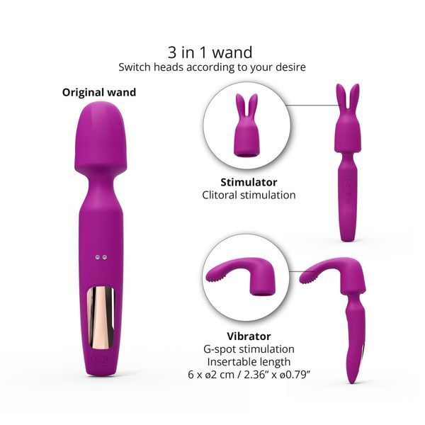 Вибромассажер с двумя насадками Love To Love R-EVOLUTION SWEET ORCHID, гибкая головка, 20,5х4 см. SO7376 фото
