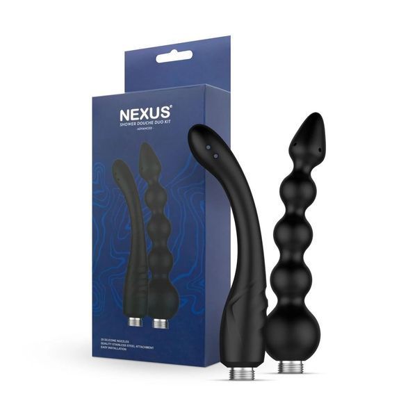 Набір анальних насадок для душу Nexus ADVANCED Shower Douche Duo Kit &mdash; Black, 2 шт. SO9858 фото