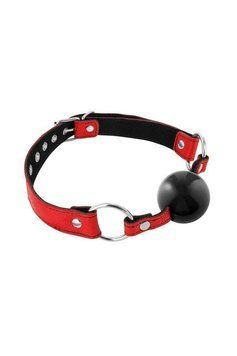 Кляп Fetish Tentation Premium Leather Gag with Silicone Ball (Red), силиконовый шарик SX1100 фото