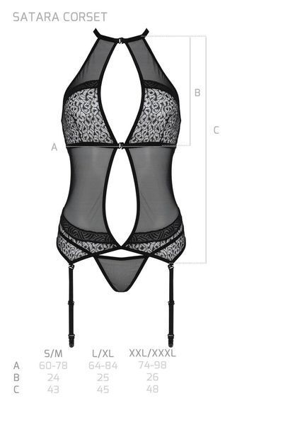 Корсет з пажами для панчох SATARA CORSET red Passion, S/M, L/XL, XXL/XXXL SO8479 фото