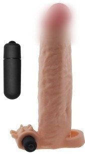 Подовжувальна насадка на пініс із вібрацією Pleasure X-Tender Vibrating Penis Sleeve Flesh 2", 19х4,8 см. 6452LVTOY057 фото