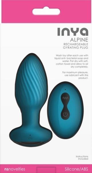 Анальна пробка з вібрацією та ротацією NS Novelties Inya Alpine (Blue), 9,6 х3, 4 см. 430403 фото