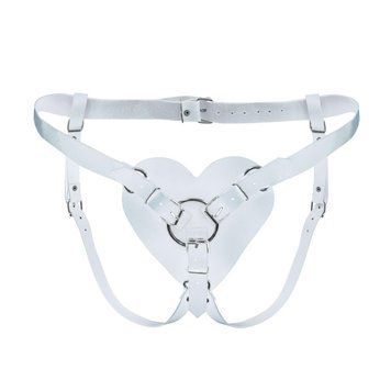 Трусики для страпону "Серце" із натуральної шкіри Feral Feelings - Hearts Strap-on Belt White, кільце 5 см. SO9418 фото