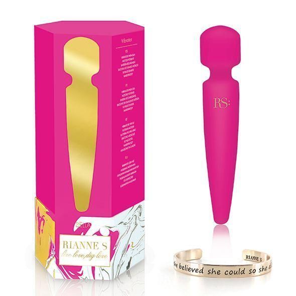 Вибромассажер Rianne S: Bella Mini Wand Rose + браслет, 20х3,6 см. SO3868 фото