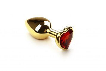 Анальний корок у формі серця з кристалом Swarovski Gold Heart Ruby 280962 фото