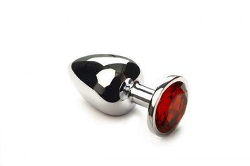 Анальна пробка з кристалом Swarovski Silver Ruby, розмір L 280932 фото