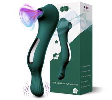 Вибратор и вакуумный клиторальный стимулятор 2-в-1 infatuated clit nipple suction vibrator, 15 см. 300001 фото