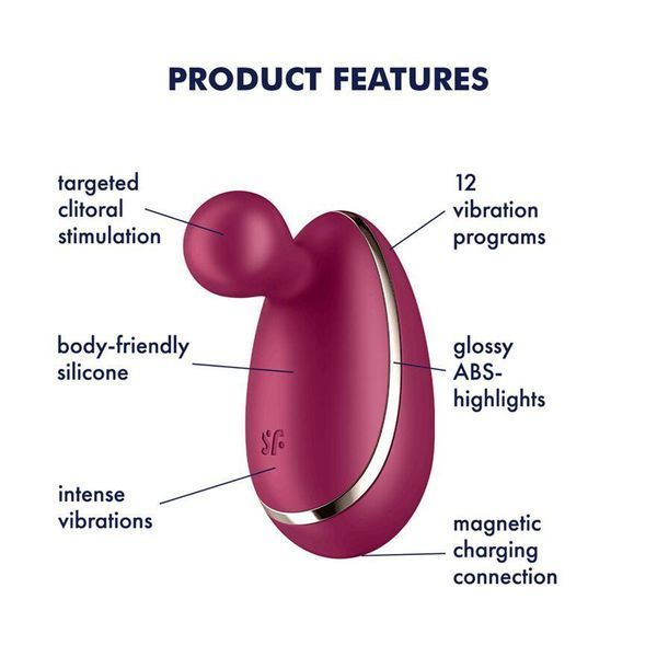 Вибратор для наружной стимуляции Satisfyer Spot On 1 Berry, гибкий отросток, 7,5х5 см. SO8413 фото