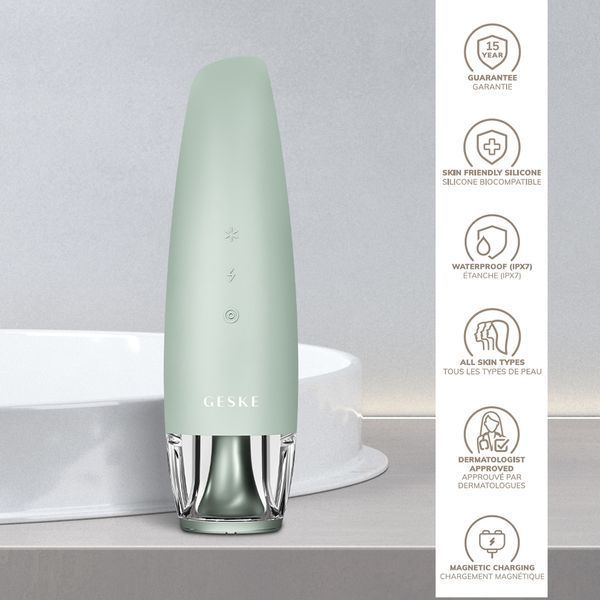 Антивіковий LED-випромінювач для відновлення шкіри обличчя GESKE Anti-Aging Skin Renewer 9в1 green HB0579 фото