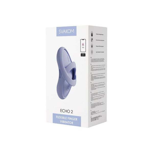 Смарт-вібратор для клітора Svakom Echo 2 Sky Blue, підігрів до 38 &deg;C, знімна насадка на палець, 9,2х4,2 см. SX2448 фото