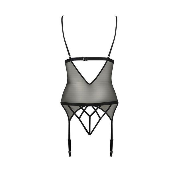 Корсет с открытой грудью и трусиками с доступом DIABOLINA CORSET black Passion, S/M, L/XL, XXL/XXXL PS25805 фото