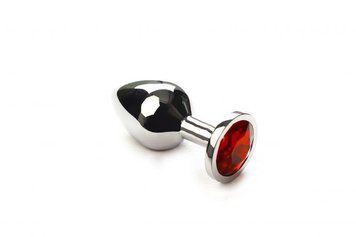 Анальна пробка з кристалом Swarovski Silver Ruby, розмір М 280942 фото