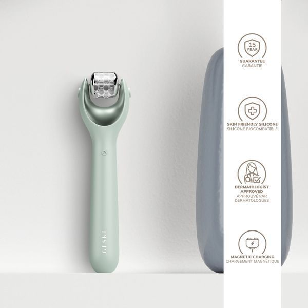 Електронний ролер для обличчя з мікроголками GESKE MicroNeedle Face Roller 9в1 green HB0195 фото
