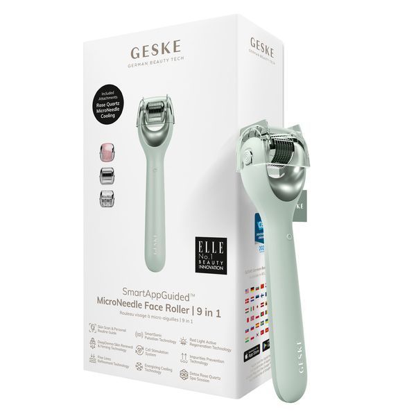 Електронний ролер для обличчя з мікроголками GESKE MicroNeedle Face Roller 9в1 green HB0195 фото