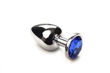 Анальна пробка з кристалом Swarovski Silver Sapphire, розмір L 280935 фото