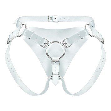 Труси для страпону з натуральної шкіри Feral Feelings Strap-on Harness White, white, 5 см SO8281 фото