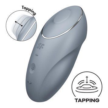 Кліторальний вібратор із пульсацією Satisfyer Tap & Climax 1 Bluegrey, 11х4,6 см. SX0568 фото