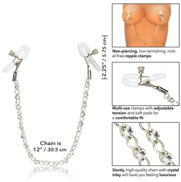 Зажимы для сосков Crystal Chain Nipple Clamps от CalExotics 480254 фото