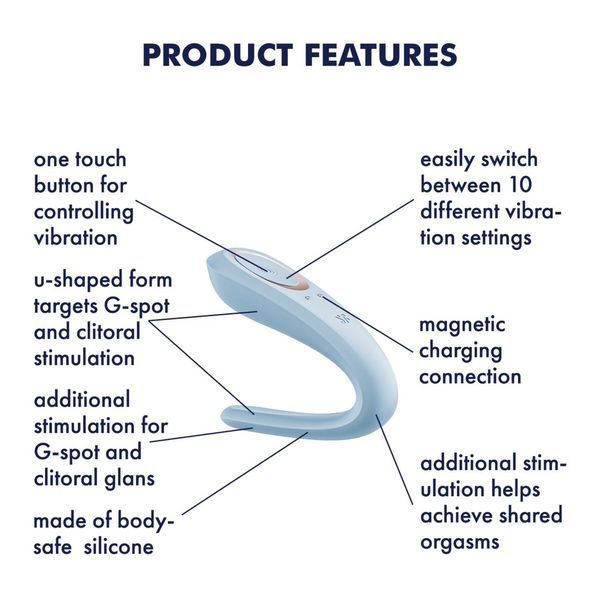 Вібратор для пар Satisfyer Double Classic Light Blue, 9х3,5 см. SX3654 фото