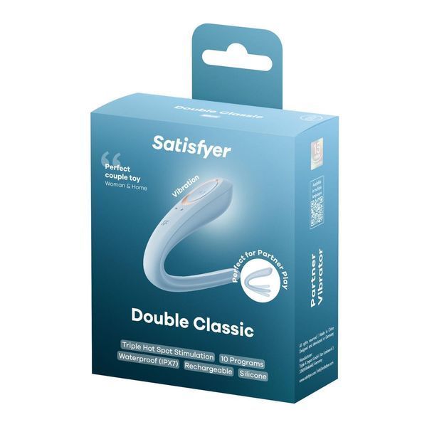 Вібратор для пар Satisfyer Double Classic Light Blue, 9х3,5 см. SX3654 фото