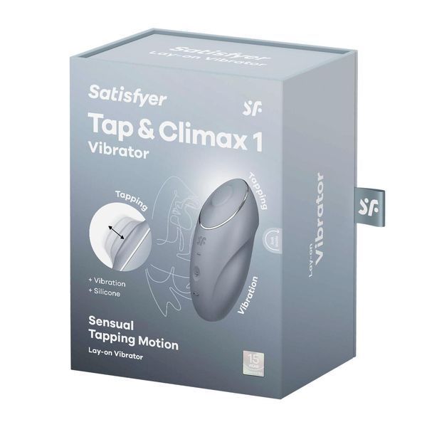 Кліторальний вібратор із пульсацією Satisfyer Tap & Climax 1 Bluegrey, 11х4,6 см. SX0568 фото