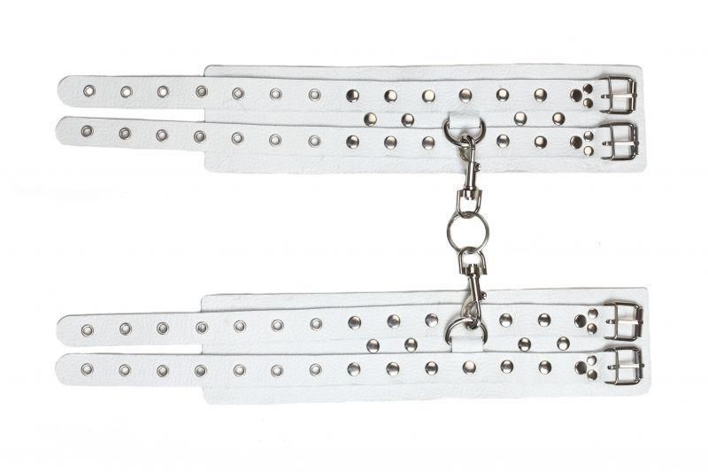Оковы Leather Double Fix Leg Cuffs, white 280192 фото