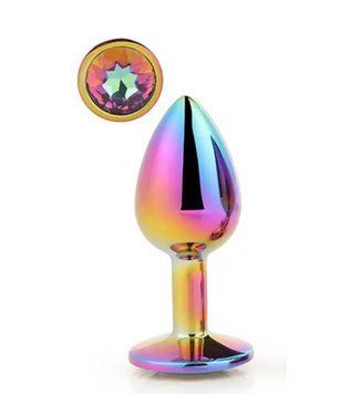 Металлическая анальная пробка GLEAMING LOVE MULTICOLOUR PLUG SMALL, 7,1х2,7 см. DT21781 фото